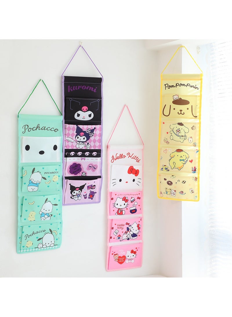 General 4 Pieces Cute Cartoon Hanging Closet Organiser and Storage Cabinet, 4 Shelves Closet Hanging Storage Shelf Girls Bedroom  - Image 1