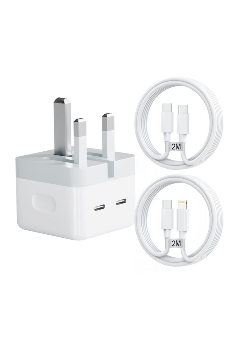 Generic - Fast Charger for iPhone, 35W Chargr Cable and Plug, Dual USB Type C Chargr Plug with 2Pack Fast charging Cable,USB C Chargr with Cable for iPhone 14 13 12 Pro Max, iPad, Galaxy etc - Image 1