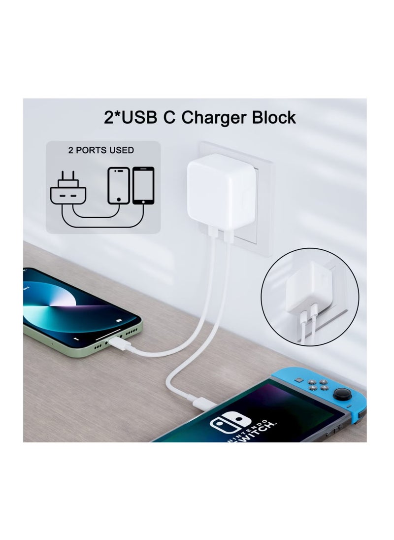 Generic - Fast Charger for iPhone, 35W Chargr Cable and Plug, Dual USB Type C Chargr Plug with 2Pack Fast charging Cable,USB C Chargr with Cable for iPhone 14 13 12 Pro Max, iPad, Galaxy etc - Image 1