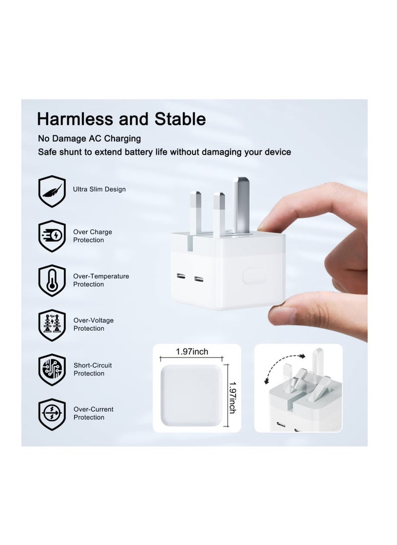 Generic - Fast Charger for iPhone, 35W Chargr Cable and Plug, Dual USB Type C Chargr Plug with 2Pack Fast charging Cable,USB C Chargr with Cable for iPhone 14 13 12 Pro Max, iPad, Galaxy etc - Image 1
