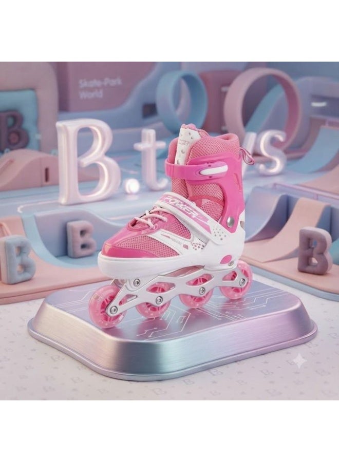 Adjustable Pink Inline Skates with Breathable Padding - Image 1