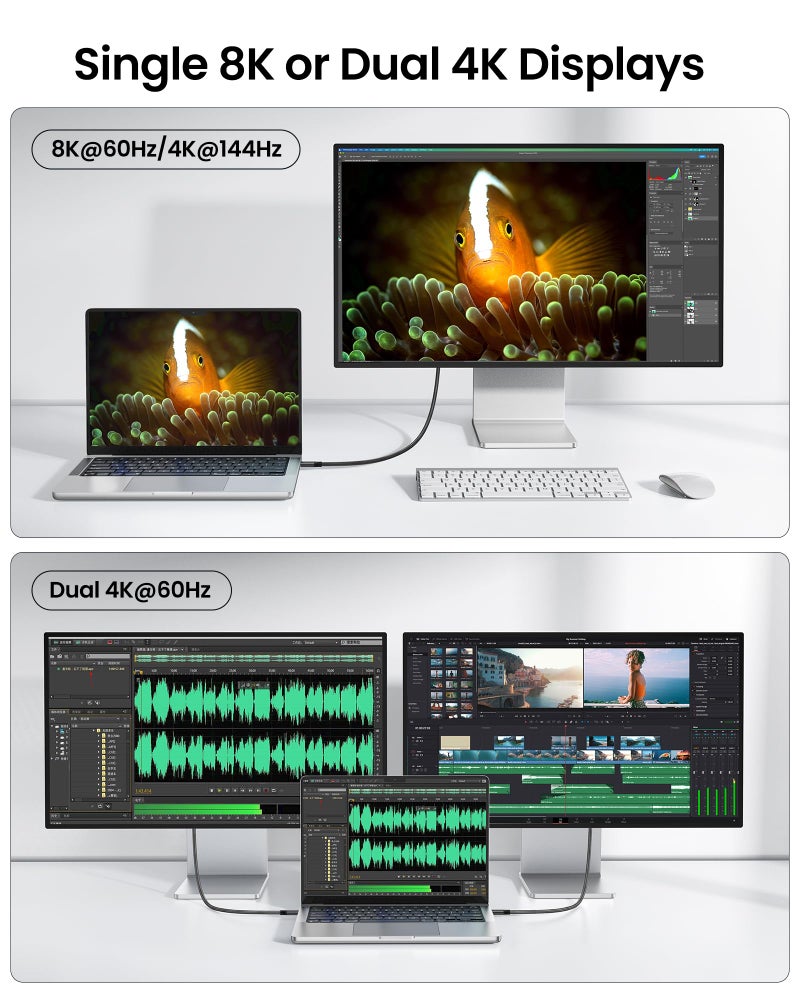 Silkland USB 4 for Thunderbolt 4 Cable 1FT, 40Gbps Data Transfer, 240W PD 3.1 Fast Charging, 8K/5K@60Hz, Short USB C Data Cable, Compatible for SSD, MacBook, iPhone 17/16, Docking, Hub - Image 5
