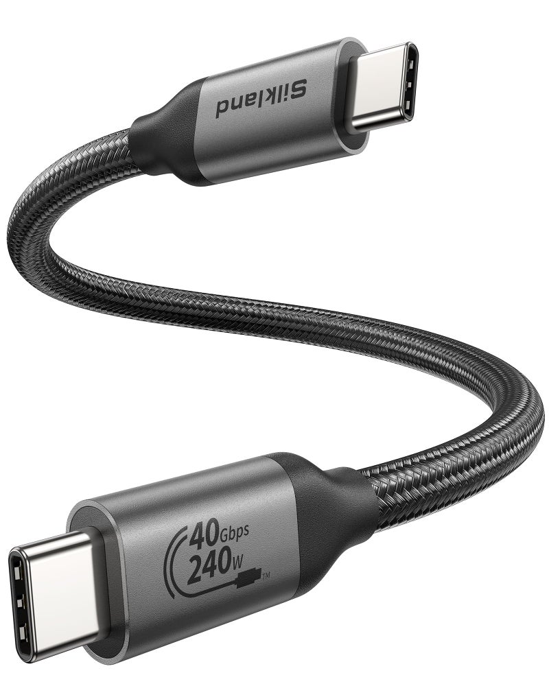 Silkland USB 4 for Thunderbolt 4 Cable 1FT, 40Gbps Data Transfer, 240W PD 3.1 Fast Charging, 8K/5K@60Hz, Short USB C Data Cable, Compatible for SSD, MacBook, iPhone 17/16, Docking, Hub - Image 1