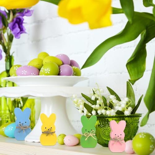 himmel Easter Decorations, Himmel 4PCS Peeps Decor, Easter Wooden Signs for Tiered Tray, Easter Table Decorations Rustic Freestanding Tabletop for Indoor Gift and Dinning Room - Image 4