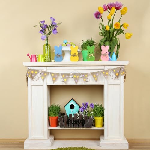 himmel Easter Decorations, Himmel 4PCS Peeps Decor, Easter Wooden Signs for Tiered Tray, Easter Table Decorations Rustic Freestanding Tabletop for Indoor Gift and Dinning Room - Image 3