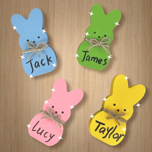 himmel Easter Decorations, Himmel 4PCS Peeps Decor, Easter Wooden Signs for Tiered Tray, Easter Table Decorations Rustic Freestanding Tabletop for Indoor Gift and Dinning Room - Image 5