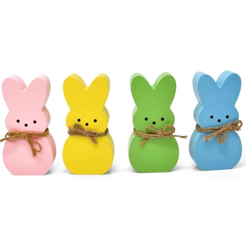 himmel Easter Decorations, Himmel 4PCS Peeps Decor, Easter Wooden Signs for Tiered Tray, Easter Table Decorations Rustic Freestanding Tabletop for Indoor Gift and Dinning Room - Image 1