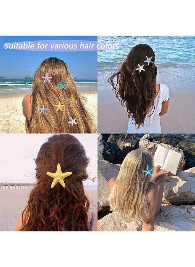 5Pcs Starfish Hair Clips Cute Resin Beach Sea Star Hair Pins, Princess Alligator Hair Clips Mermaid Hair Clips Accessories for Women and Girls for Beach-themed Travel Party (Multicolor) - Image 5