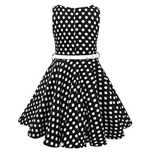 HB HBB MAGIC Girls Vintage Dress 50s Retro Twirling Special Occasion Dresses Size 6-14 Sleeveless Kids Dress Black Polka Dot - Image 4