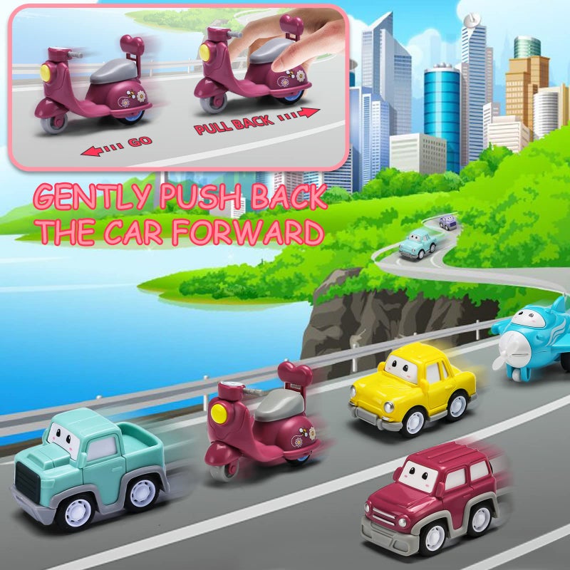 Uzoxlsn Cartoon Vehicle Toy for Toddler Girl 9in1 Pink Carrier Truck for Baby Girls Friction Power Transport Car with Light and Sound Toys for 3 Years Old Little Girl Kid Child Infant Gift Birthday - Image 3