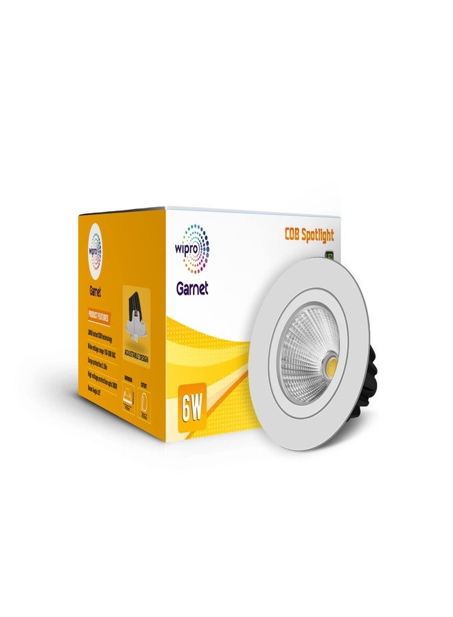 wipro Garnet 6W Led Cob Spotlight | Neutral White Light (4000K) | Adjustable Design | Aluminium Housing Recessed Tiltable Down Light for False Ceiling | Pack of 1, E27 - Image 1