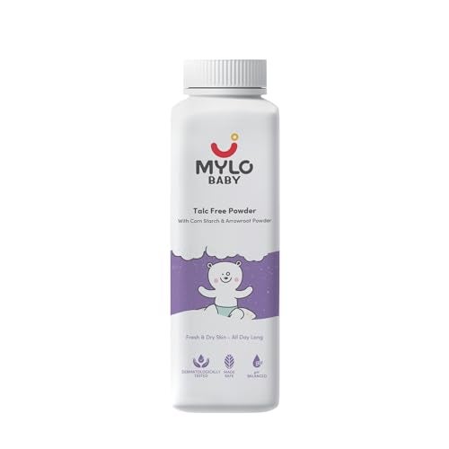 Mylo Care Talc-Free Baby Powder with Corn Starch | Made Safe Australia Certified | Absorbs Extra Oil, Relieves Itchiness & Softens Skin | Safe for All Skin Types (300g (Pack of 1)) - Image 1