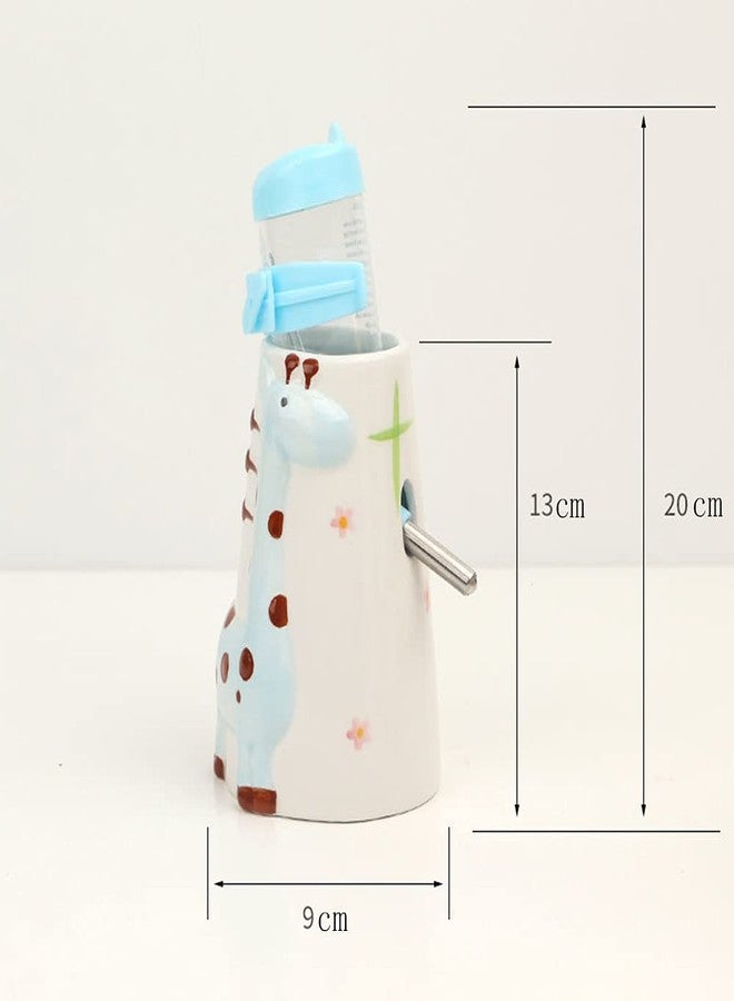 CHUQIANTONG Hamster Water Bottle Small Animal Standing Water Dispenser Ceramic Base Cage Hanging Water Feeding Bottles Auto Dispenser for Hamster Guinea Pig Squirrel Rabbit Hedgehog (Blue) - Image 5