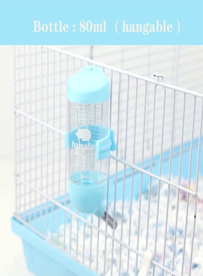 CHUQIANTONG Hamster Water Bottle Small Animal Standing Water Dispenser Ceramic Base Cage Hanging Water Feeding Bottles Auto Dispenser for Hamster Guinea Pig Squirrel Rabbit Hedgehog (Blue) - Image 3