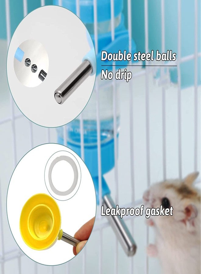 CHUQIANTONG Hamster Water Bottle Small Animal Standing Water Dispenser Ceramic Base Cage Hanging Water Feeding Bottles Auto Dispenser for Hamster Guinea Pig Squirrel Rabbit Hedgehog (Blue) - Image 4
