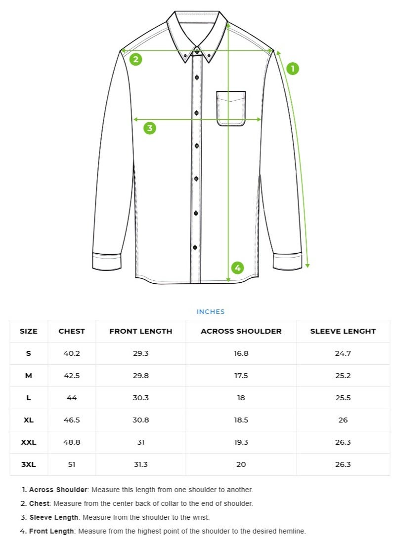 THE BEAR HOUSE Men's Cotton Shirt | Casual & Formal Long Sleeve Slim Fit | Classic Button-Down, Office & Everyday Wear, Comfortable & Breathable - Image 4