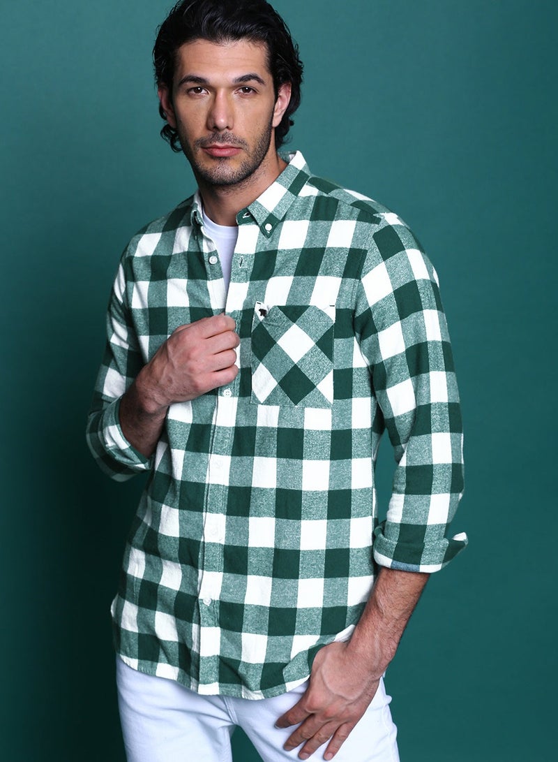 THE BEAR HOUSE Men's Cotton Shirt | Casual & Formal Long Sleeve Slim Fit | Classic Button-Down, Office & Everyday Wear, Comfortable & Breathable - Image 1