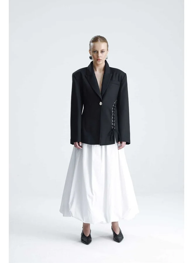 GACACOLLECTION NUIT Belden Tailored Black Bird's Eye Detailed Jacket