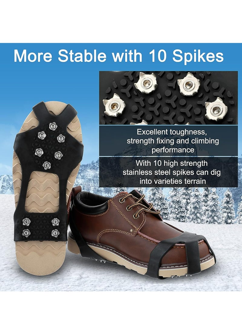 Oasisgalore Ice Cleats with 10 Stainless Steel Spikes, Anti-Slip Traction Crampons for Shoes,Boots, Winter Outdoor Activities  - Image 2