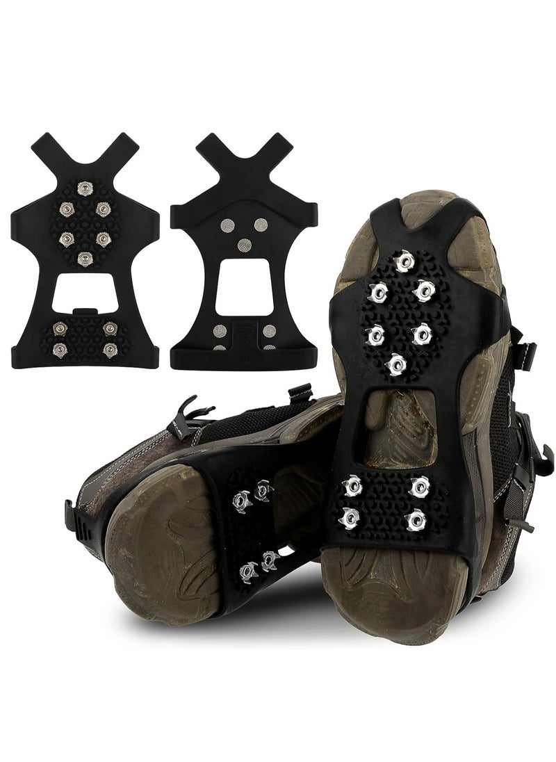 Oasisgalore Ice Cleats with 10 Stainless Steel Spikes, Anti-Slip Traction Crampons for Shoes,Boots, Winter Outdoor Activities  - Image 1