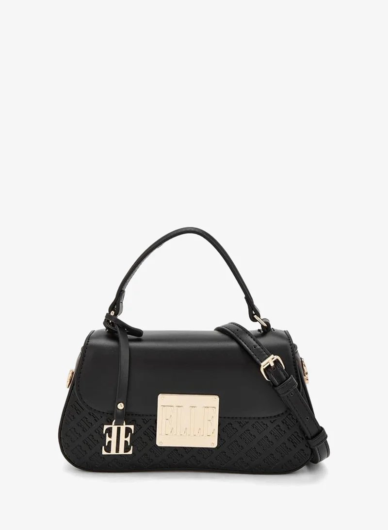 Elle Monogram Embossed Satchel Bag With Detachable Strap
