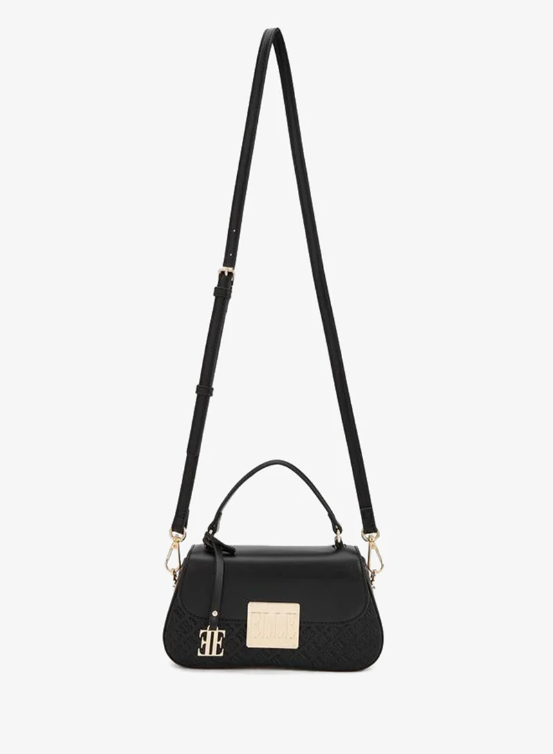 Elle Monogram Embossed Satchel Bag With Detachable Strap
