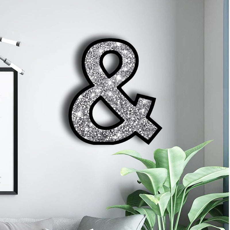 XIHACTY Letters Signs for Home D?cor Crystal Crushed Diamond Accent Sign for Wall Decor  Black DIY Custom Capital Letters for a Decoration on Bar  Desk  Dresser  Party Birthday  Wedding.(&) - Image 3