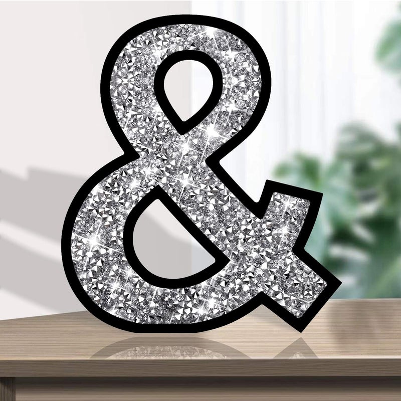 XIHACTY Letters Signs for Home D?cor Crystal Crushed Diamond Accent Sign for Wall Decor  Black DIY Custom Capital Letters for a Decoration on Bar  Desk  Dresser  Party Birthday  Wedding.(&) - Image 2