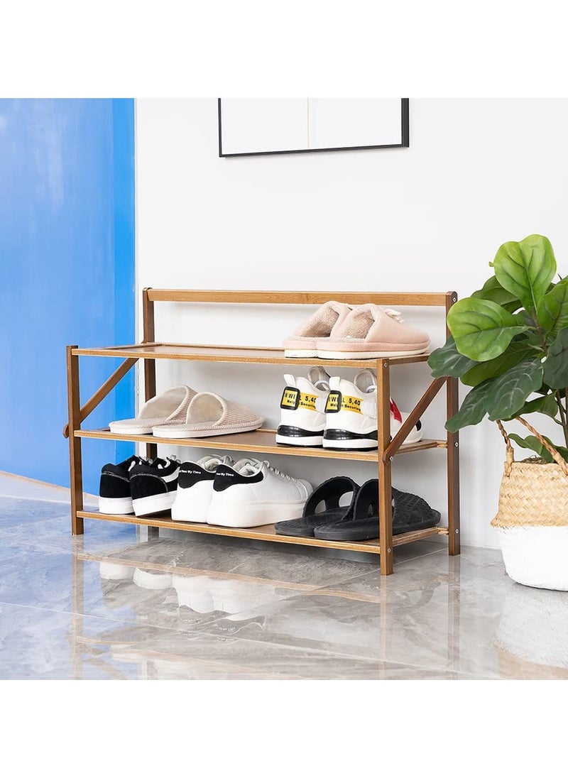 LINGWEI - Wooden Shoes Rack Foldable Bamboo Shoe Cabinet Storage Organizer - Image 1