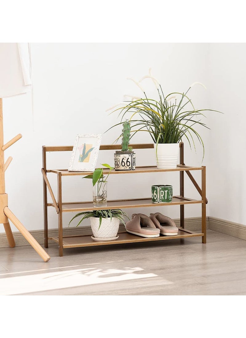 LINGWEI - Wooden Shoes Rack Foldable Bamboo Shoe Cabinet Storage Organizer - Image 1