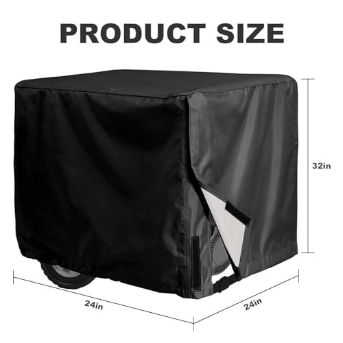 UOIENRT 420D Universal Portable Generator Black Waterproof Dust Cover Suitable for Most Generators 500010000 Watts 32x 24x 24 - Image 3