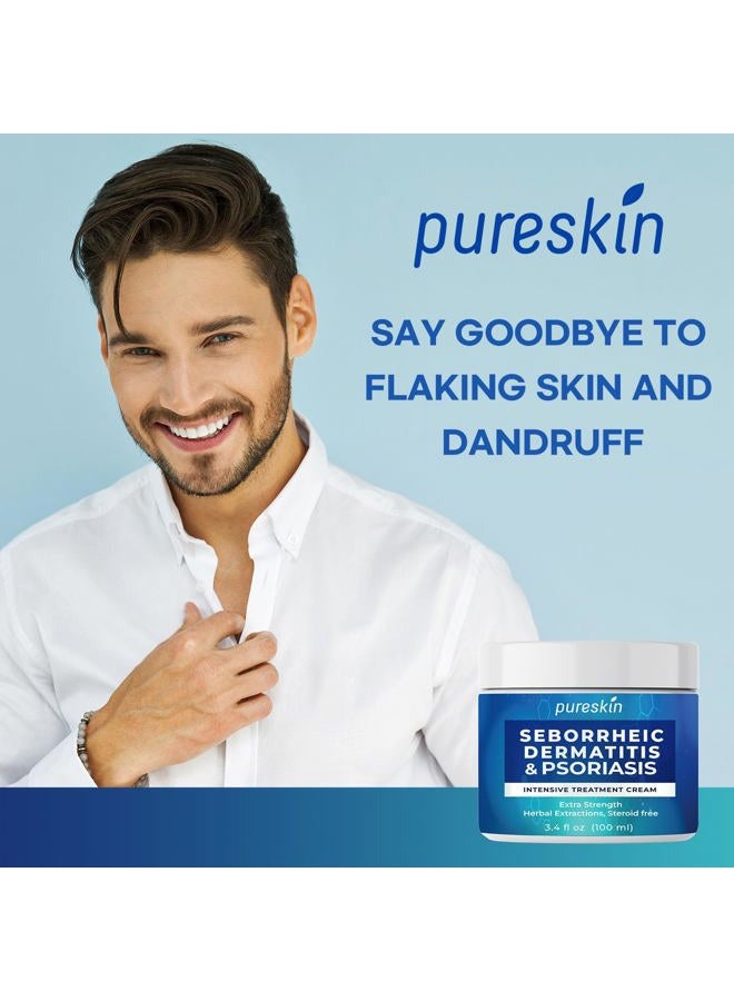 PureSkin كريم التهاب الجلد الدهني كيتوكونازول: علاج الصدفية والإكزيما - تخفيف إضافي للجلد المتقشر والمتهيج 3.4 أونصة - Image 2