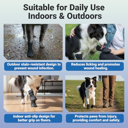 JURUAA Dog Booties for Injured Paw,Breathable Wound Recovery Boots, Dog Socks to Prevent Licking Paws,Waterproof Wound Protector,Feet Cover Bandage Shoe X-Large - Image 3