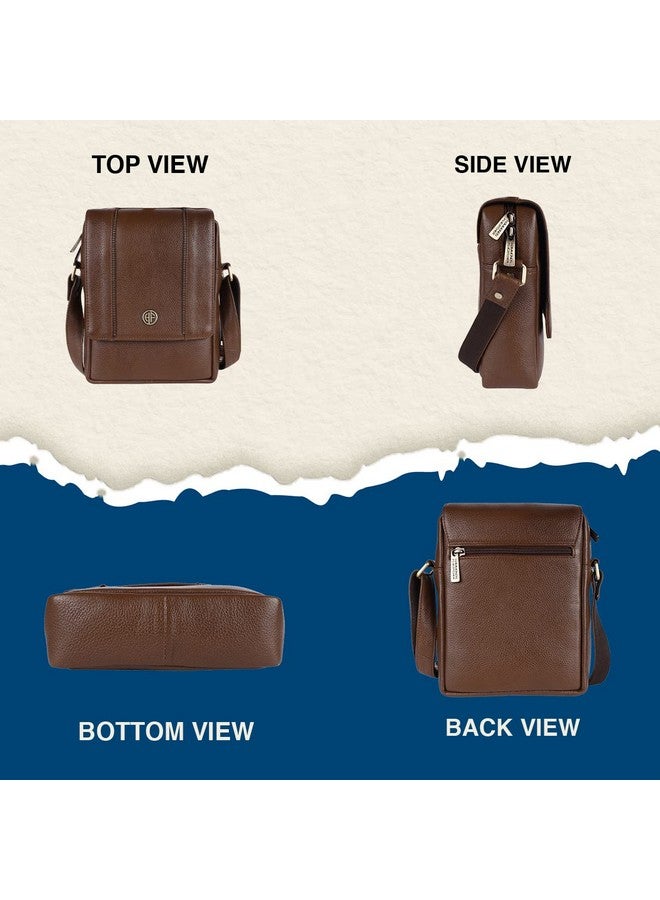 HAMMONDS FLYCATCHER حقيبة كتف جلدية أصلية من هاموندز فلاي كاتشر للرجال، حقيبة جانبية أنيقة وواسعة للرجال، حقيبة عبر الجسم للاستخدام اليومي، السفر، حزام قابل للتعديل، ضمان لمدة سنة - براش وود (بني) - Image 5