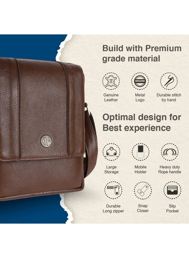 HAMMONDS FLYCATCHER حقيبة كتف جلدية أصلية من هاموندز فلاي كاتشر للرجال، حقيبة جانبية أنيقة وواسعة للرجال، حقيبة عبر الجسم للاستخدام اليومي، السفر، حزام قابل للتعديل، ضمان لمدة سنة - براش وود (بني) - Image 3