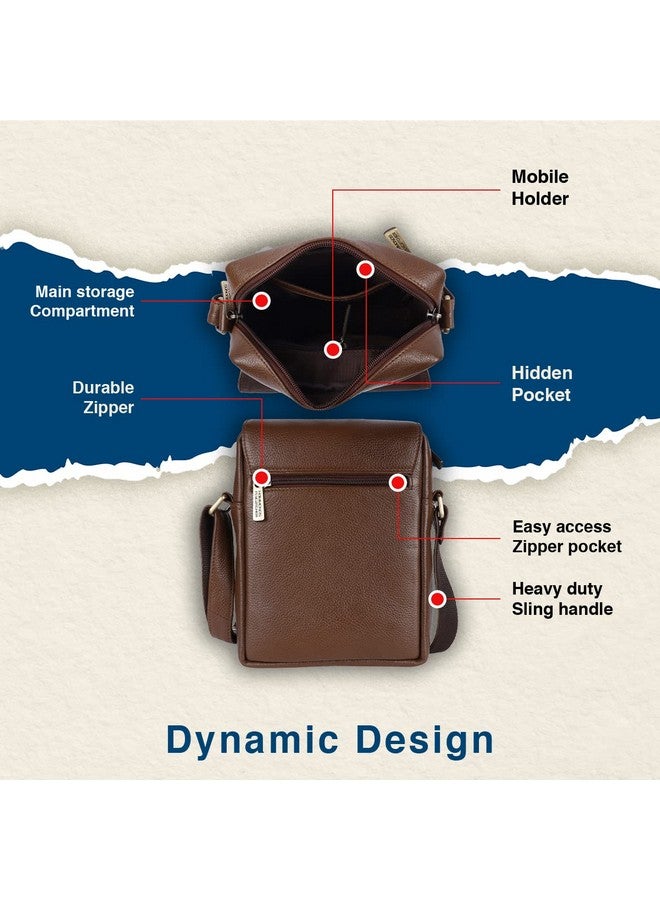 HAMMONDS FLYCATCHER حقيبة كتف جلدية أصلية من هاموندز فلاي كاتشر للرجال، حقيبة جانبية أنيقة وواسعة للرجال، حقيبة عبر الجسم للاستخدام اليومي، السفر، حزام قابل للتعديل، ضمان لمدة سنة - براش وود (بني) - Image 4