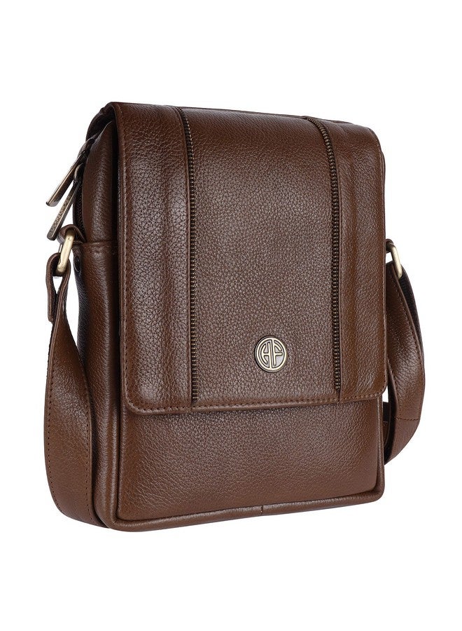 HAMMONDS FLYCATCHER حقيبة كتف جلدية أصلية من هاموندز فلاي كاتشر للرجال، حقيبة جانبية أنيقة وواسعة للرجال، حقيبة عبر الجسم للاستخدام اليومي، السفر، حزام قابل للتعديل، ضمان لمدة سنة - براش وود (بني) - Image 1