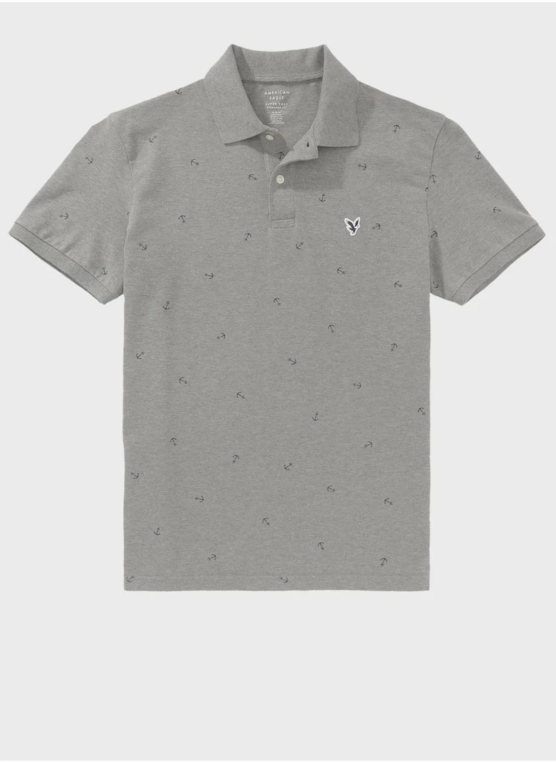 American Eagle Pique Printed Polo