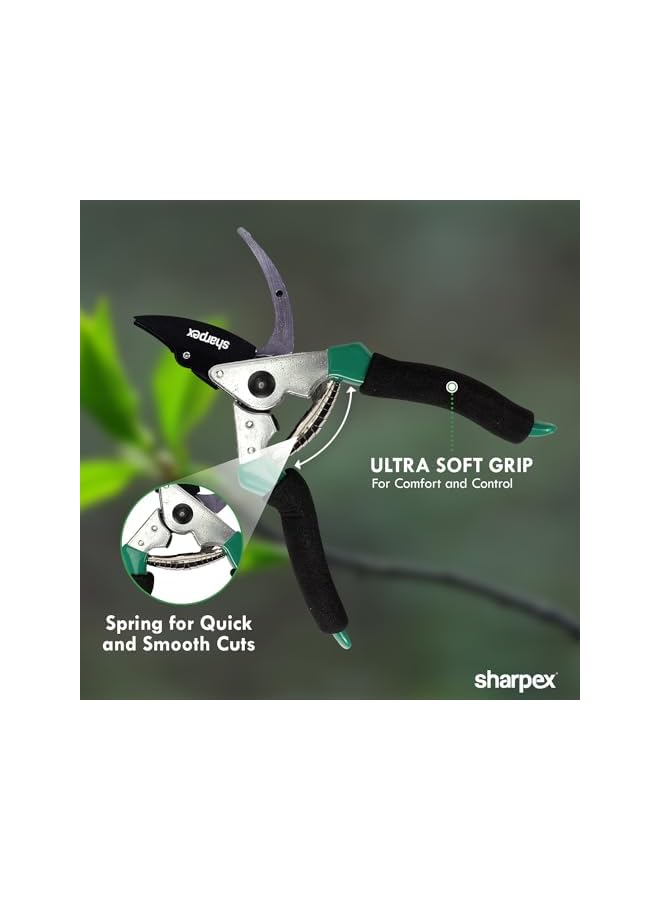 promass Professional Pruning Shears Bypass Hand Pruner Less Effort Garden Clipper with Sharp Blade and Comfortable Handle Tree Branch Secateurs - Image 2