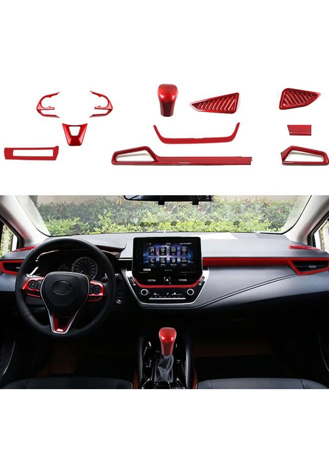 BOYUER for Toyota Corolla 2020 2021 2022 2023 2024 11PCS ABS Interior Full Accessories Center Console Gear Box Cover Trim Steering Wheel Trims Decoration Stickers(Wine red) - Image 1