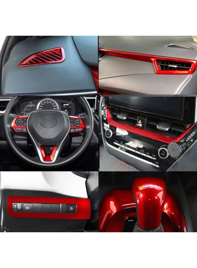 BOYUER for Toyota Corolla 2020 2021 2022 2023 2024 11PCS ABS Interior Full Accessories Center Console Gear Box Cover Trim Steering Wheel Trims Decoration Stickers(Wine red) - Image 2