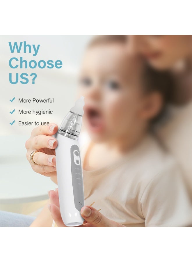 YQINU Nasal Aspirator for Baby Electric Baby Nose Sucker Automatic Nose Cleaner with 3 Silicone Tips Adjustable Suction Level and Music Soothing Function - Image 3