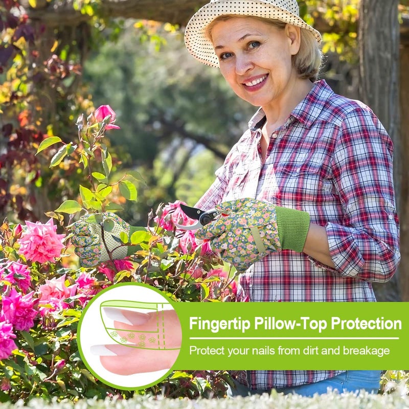 Ainiv Floral Gardening Gloves for Women/Ladies, 2 Pairs Non-Slip Grip Garden Work Gloves, Comfortable Thorn Proof Garden Gloves for Farm, Yard, Pruning, Outdoor Multi-Purpose(Universal Size) - Image 5