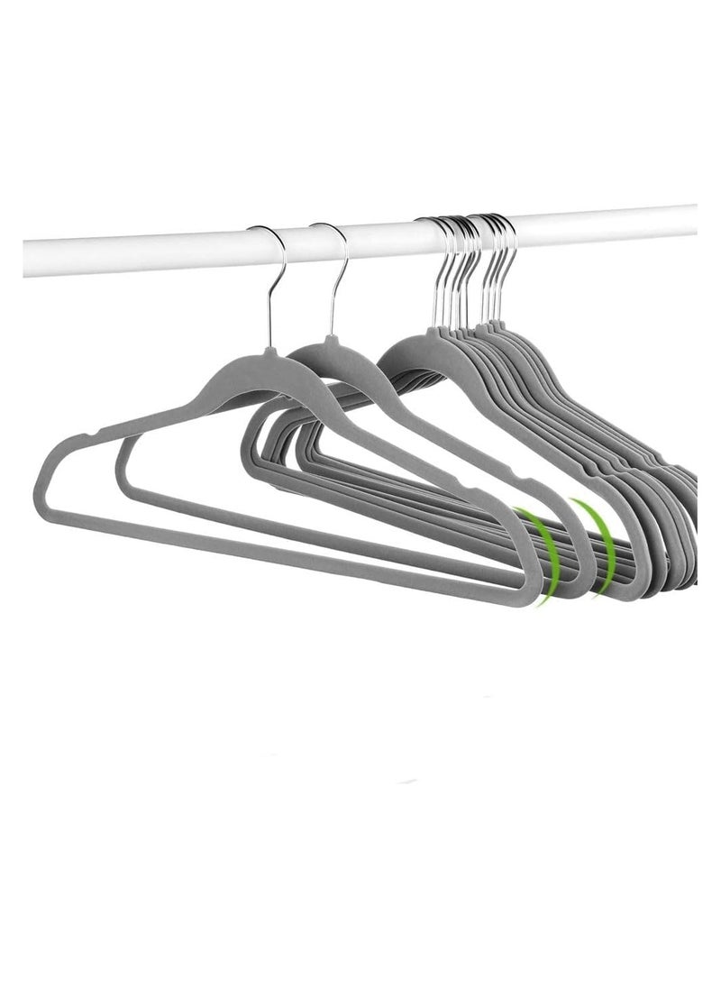 D'HOME D'Home Non-Slip Velvet Hangers – Ultra-Thin Suit Hangers with 360° Swivel Hook – Strong & Space-Saving Clothes Hangers for Kandora, Abaya, Kaftan – Hold Up to 10 lbs – Grey (Pack of 50)  - Image 4