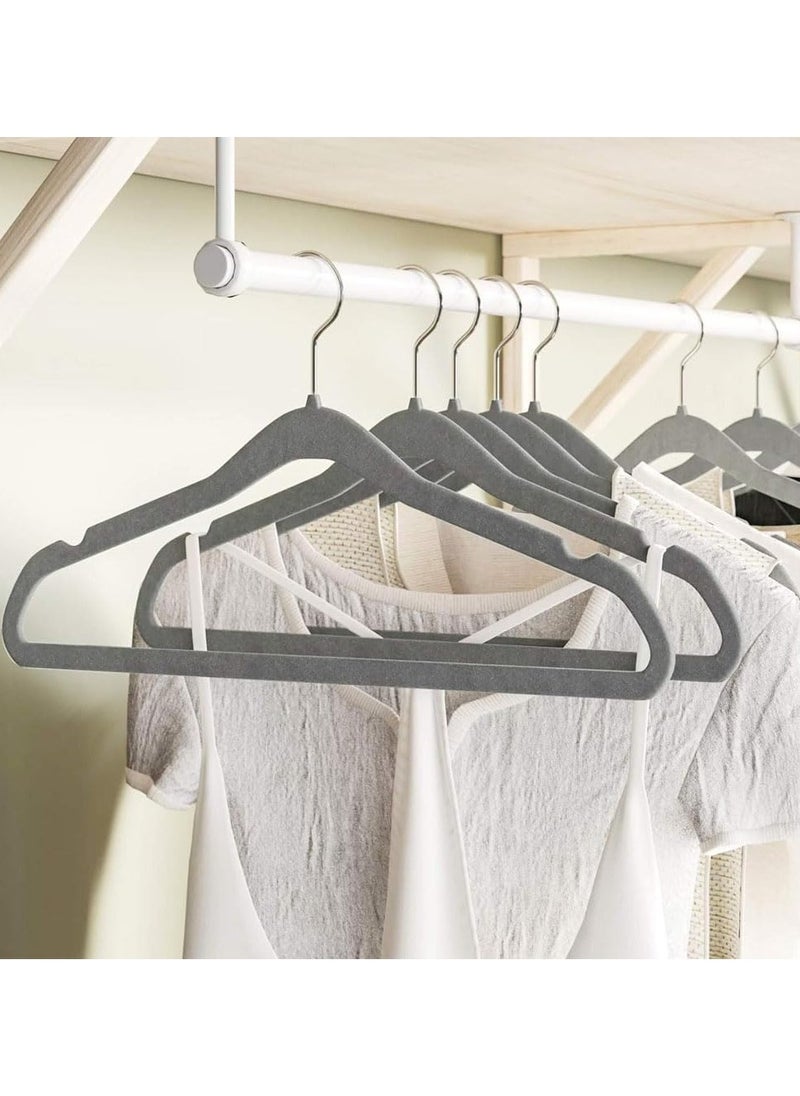 D'HOME D'Home Non-Slip Velvet Hangers – Ultra-Thin Suit Hangers with 360° Swivel Hook – Strong & Space-Saving Clothes Hangers for Kandora, Abaya, Kaftan – Hold Up to 10 lbs – Grey (Pack of 50)  - Image 2