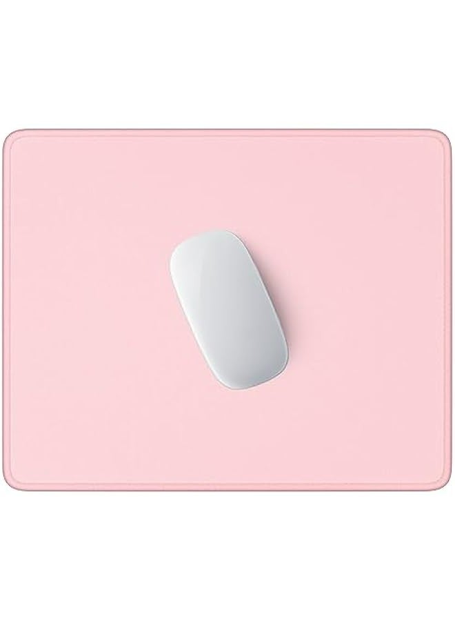 Cute Pink Mouse Pad for Office Gaming Laptop Women Kids, Premium Textured Waterproof Mat, Non-Slip Rubber, 10.2 x 8.3 Inch Square, Stitched Edge  - Image 1