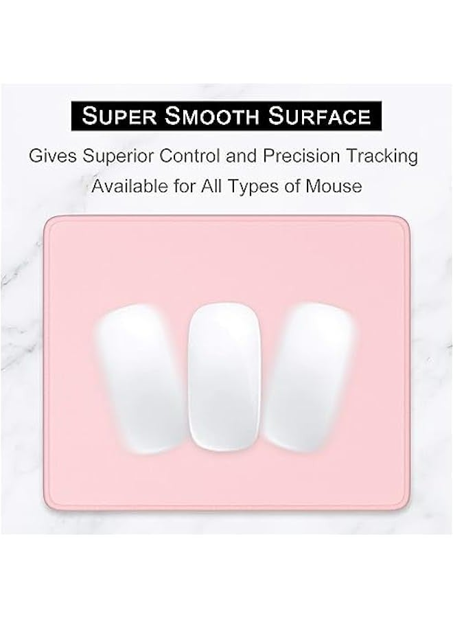 Cute Pink Mouse Pad for Office Gaming Laptop Women Kids, Premium Textured Waterproof Mat, Non-Slip Rubber, 10.2 x 8.3 Inch Square, Stitched Edge  - Image 2