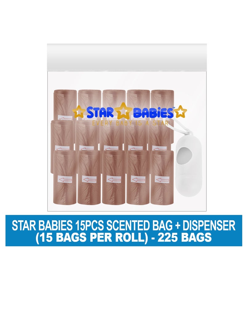 Star Babies Scented Bag-Pack of 15/225bags with Dispenser - Brown - Image 2