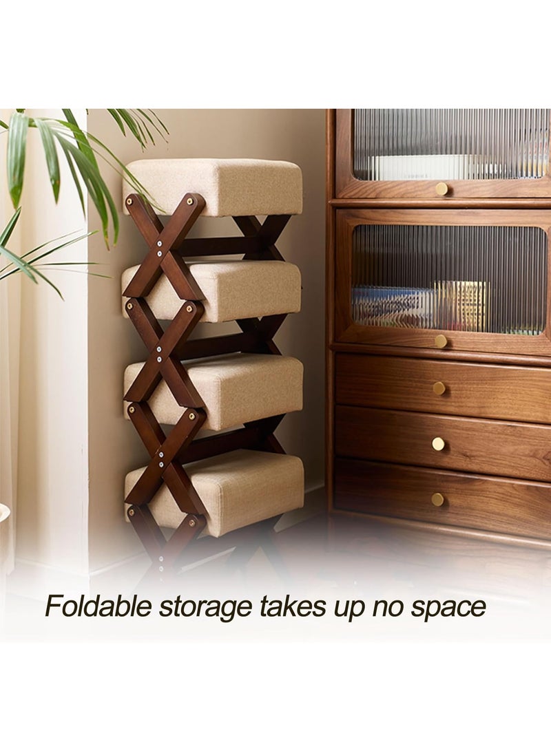 WALALLA Small Ottoman Footstool with Wooden Legs, Upholstered Footstool, Low Stool, Modern Rectangular Entryway Step Stool for Living Room, Couch, Desk - Image 5