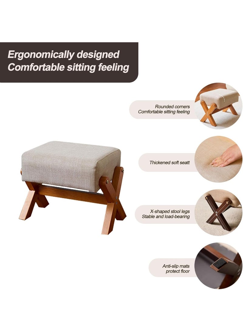 WALALLA Small Ottoman Footstool with Wooden Legs, Upholstered Footstool, Low Stool, Modern Rectangular Entryway Step Stool for Living Room, Couch, Desk - Image 2
